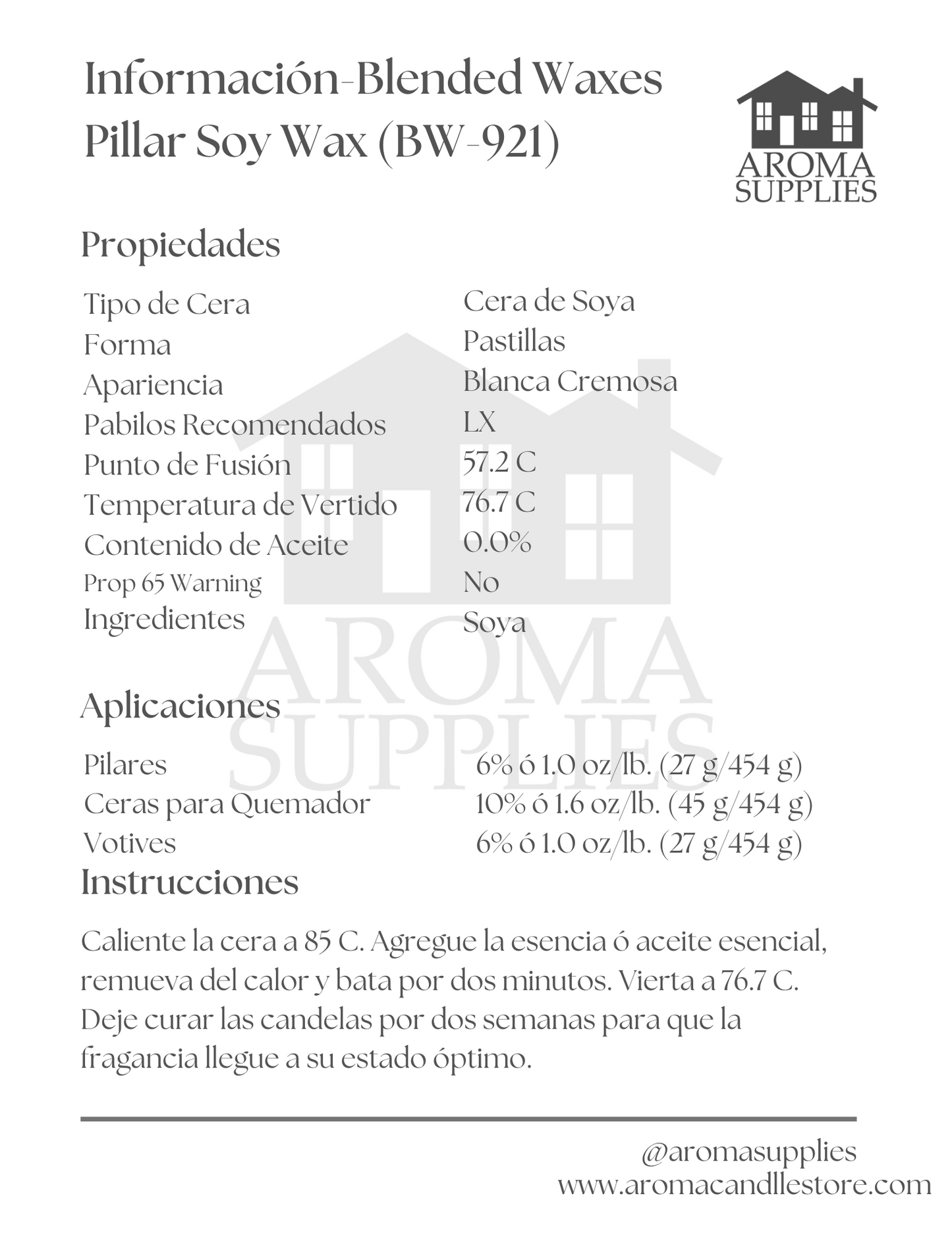 Cera de Soya para Pilar BW-921